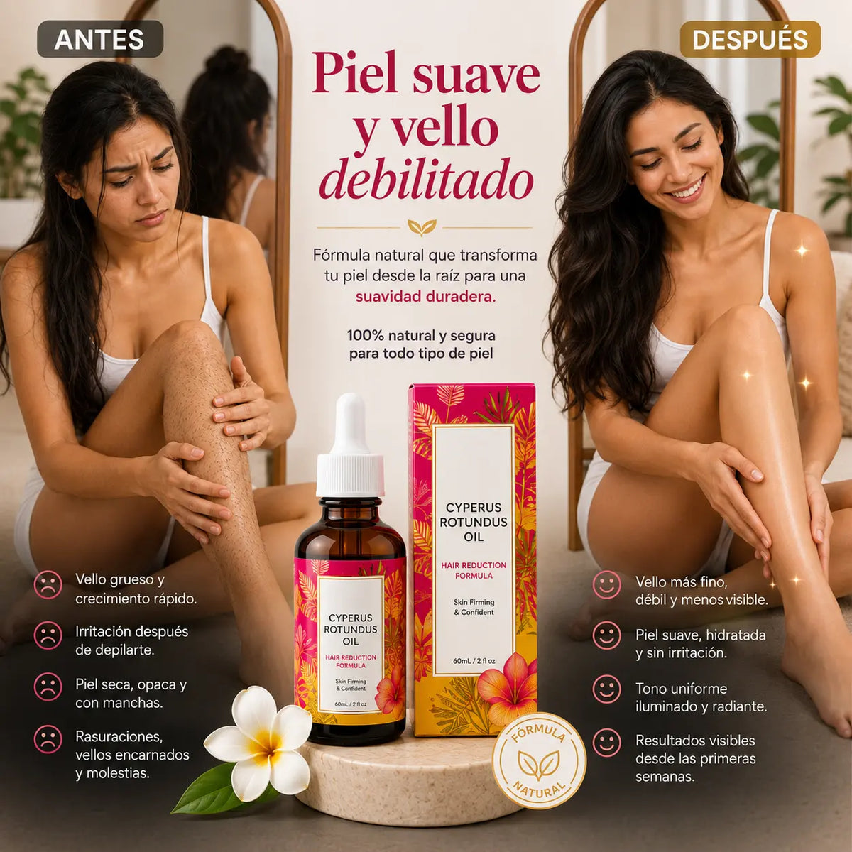 Cyperus Rotundus – Aceite para eliminar el Vello